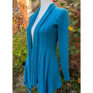 L’Adore Aqua Ribbed Cardigan Sweater Women’s Size M